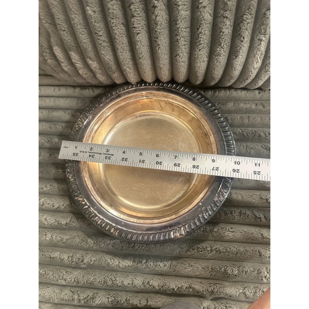 Sheridan Silver Plated Round Serving Bowl Gadroon Rope Rim Vintage 10 Inch